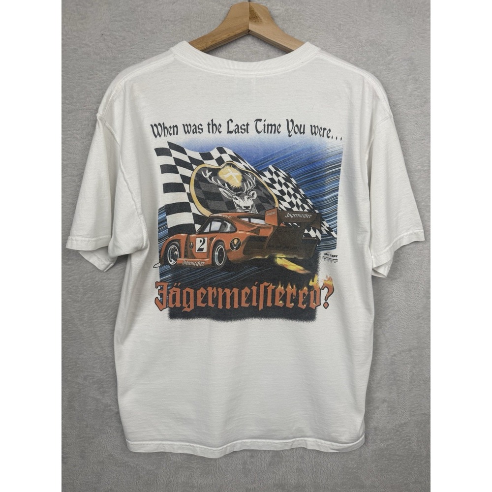 Vintage 2004 Jagermeister Racing Graphic Tee Shirt Porsche 935 K3 Double Sided L